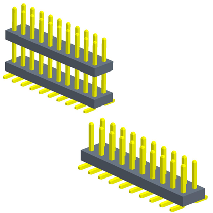 2.00mmPin Header  Dual Row SMT Mono plastic/poly plastic （with post/cap）